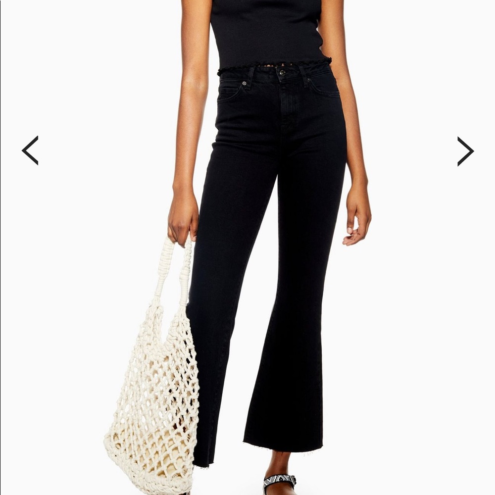 Black Cropped Kick Flare Dree Jeans
